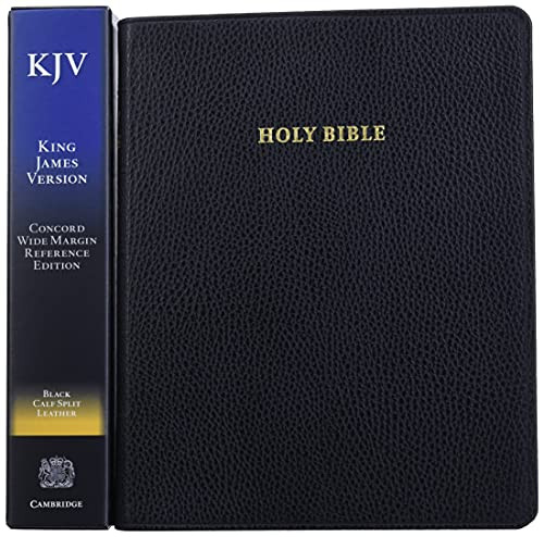 KJV Concord Wide Margin Reference Bible Black Calf Split Leather