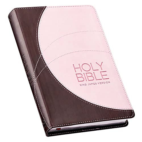 KJV Holy Bible Standard Size Pink and Brown Faux Leather w/Ribbon