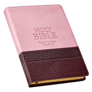 KJV Holy Bible Thinline Large Print Pink and Brown Faux Leather