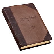 KJV Holy Bible Giant Print Full-Size Two-tone Brown Faux Leather