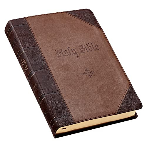 KJV Holy Bible Giant Print Full-Size Two-tone Brown Faux Leather
