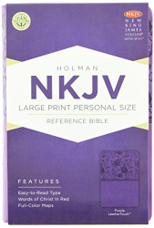 NKJV Large Print Personal Size Reference Bible Purple LeatherTouch