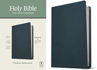 NLT Thinline Reference Holy Bible - Red Letter Genuine Leather Navy