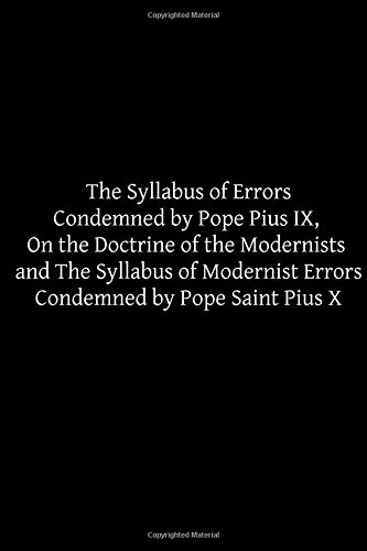 Syllabus of Errors Condemned by Pope Pius IX On the Doctrine