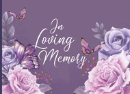 Funeral guestbook purple butterflies for memorial service