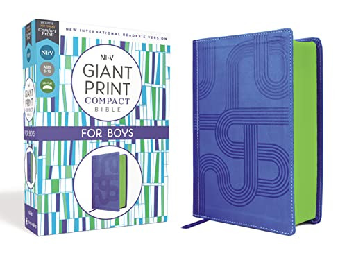 NIrV Giant Print Compact Bible for Boys Leathersoft Blue Comfort