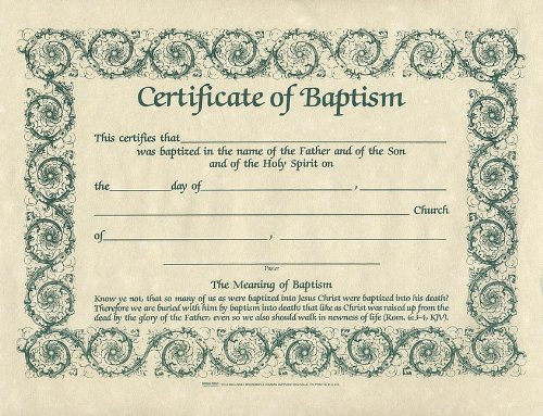 Certificate of Baptism 6pk