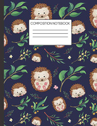 Composition Notebook: Cute Little Hedgehogs and Leaves College Ruled