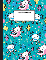 Composition Notebook: Cute Axolotl Aquatic Pattern. Blank Lined.