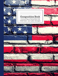 Composition Book American Flag on Painted Brick Wall Wide Ruled