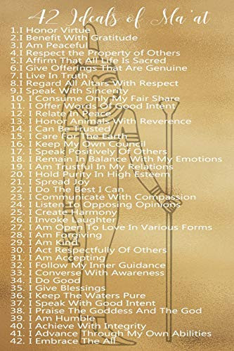 42 Ideals of Ma'at: Sacred Positive Confessions Gold Softcover Lined