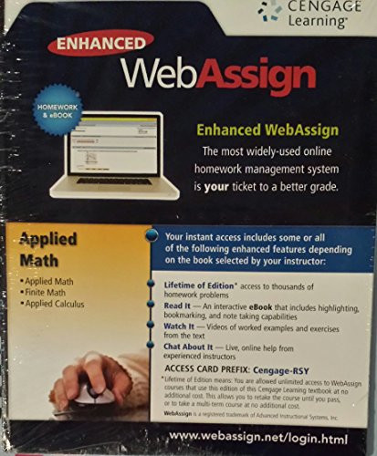 Enhanced Webassign: Applied Math Finite Math and Applied Calculus