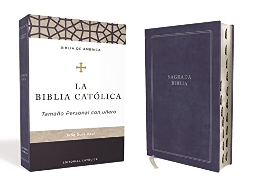 Biblia Catolica Tapa dura Azul Tamano personal con unero - Spanish