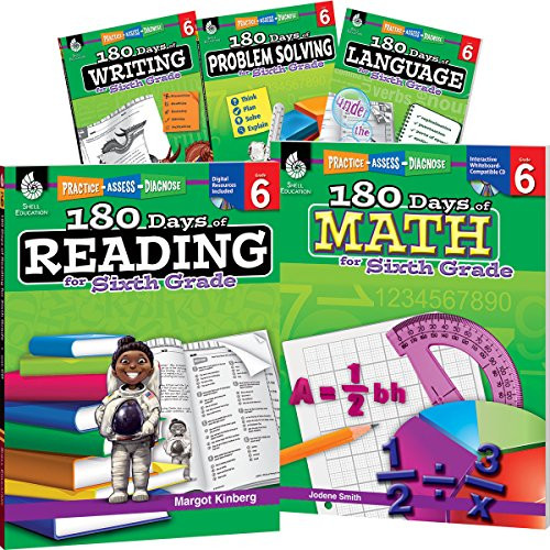180 Days of Sixth Grade Practice 6th Grade Workbook Set for Ages