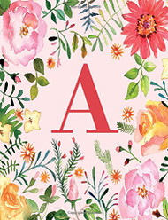A: Monogram Initial A Notebook for Women and Girls Pink Floral 8.5 x