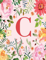 C: Monogram Initial C Notebook for Women and Girls Pink Floral 8.5 x
