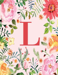 L: Monogram Initial L Notebook for Women and Girls Pink Floral 8.5 x