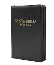 Biblia Bilingue Negro con Dorado RVR/KJV con Cierre