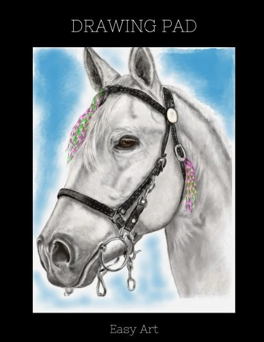 Drawing Pad: White Horse Sketchbook 100 Blank Pages Extra large by Easy Art
