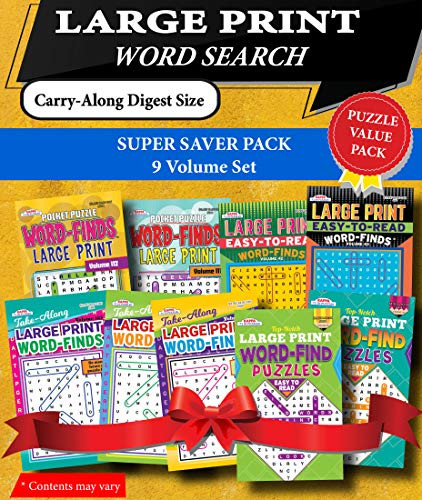KAPPA Super Saver LARGE PRINT Word Search Puzzle Pack-Set of 9