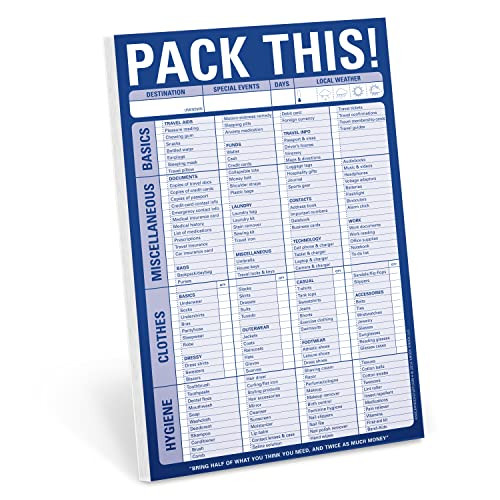 Knock Knock Pack This! Pad Packing List Notepad 6 x 9-inches