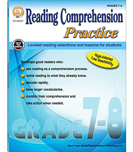 Mark Twain Media | Reading Comprehension Practice Workbook | 7th-8th