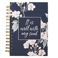 Inspirational Spiral Journal Notebook for Women It is Well Navy Blue