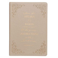When She Speaks Proverbs 31 Woman Bible Verse Ivory Faux Leather