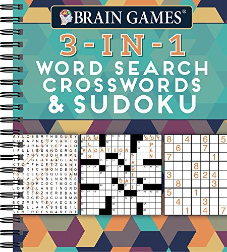 Brain Games - 3-In-1: Word Search Crosswords & Sudoku