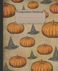 Composition Notebook: Vintage halloween themed witch and pumpkin