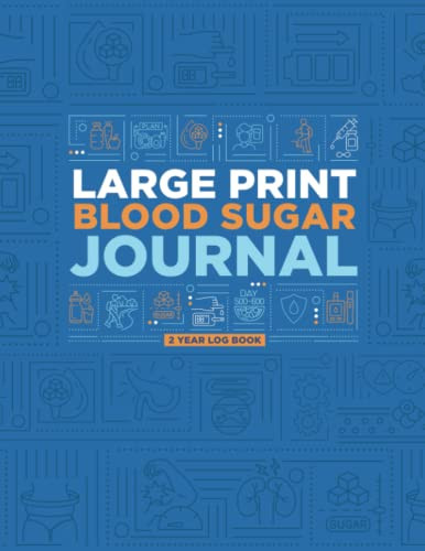 Large Print Blood Sugar Journal 2 Year Log Book
