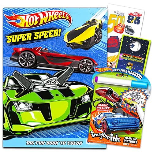 New Sealed Hot Wheels Fun Activity Set! Giant Coloring & Activity Books!  Crayons