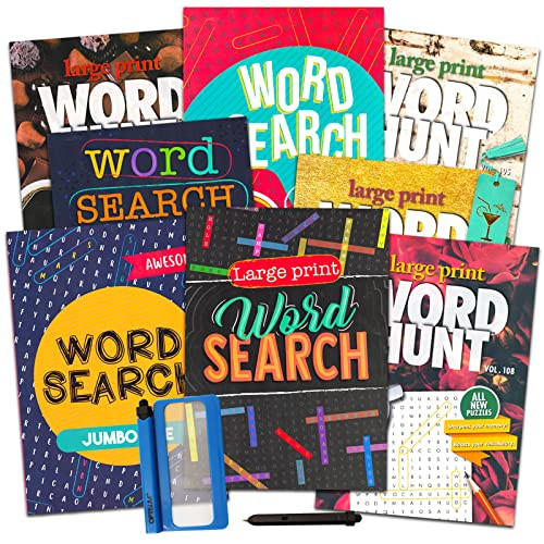 8 Large Print Word Search Books for Adults Seniors - Set of 8 Jumbo