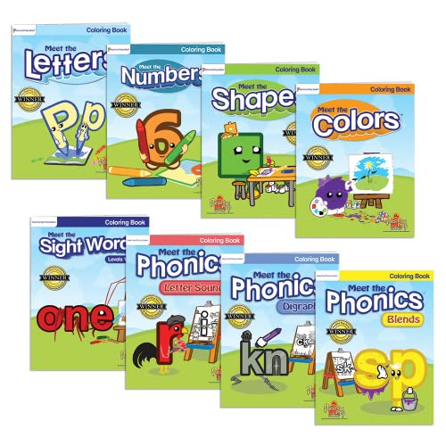 Preschool Prep Company Basics/Reading COLORING Book Bundle - 8