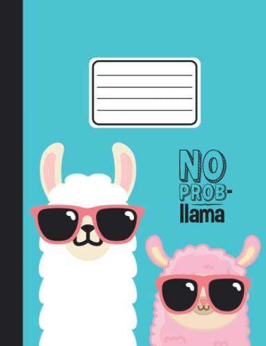Composition Notebook LLama Blue Pink No Prob-Llama Alpaca Book Boys