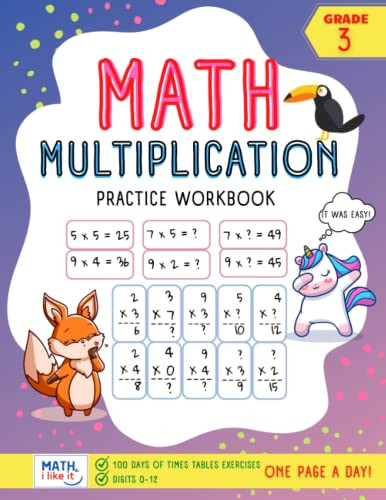 Math Multiplication Practice Workbook 100 days of times tables