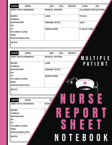 Nurse Report Sheet Notebook Multiple Patient