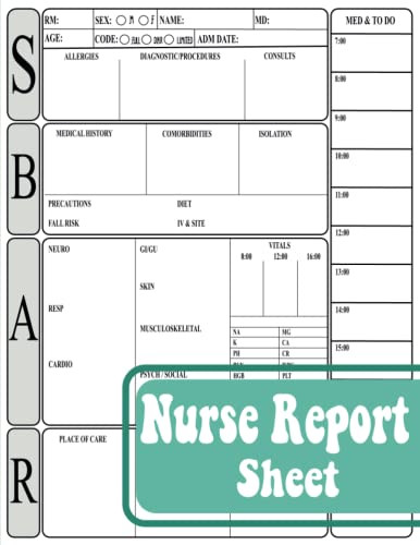 SBAR Nurse Report Sheet Notebook