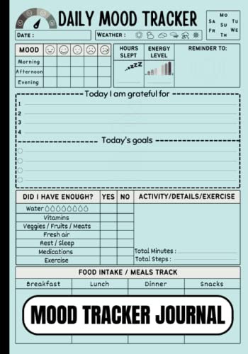 Mood Tracker Journal: Simple Daily Mental Health & Wellness Diary
