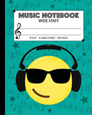 Music Notebook: Wide Staff Manuscript Paper Notebook For Kids - 6