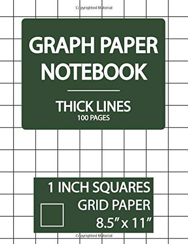 Graph Paper Notebook 1 Inch Squares 100 Pages Thick Lines Grid