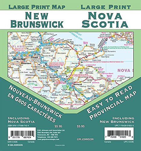 New Brunswick / Nova Scotia Large Print Nova Scotia Provincial Map