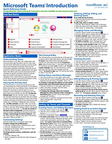 Microsoft TEAMS Introductory Quick Reference Training Tutorial Guide