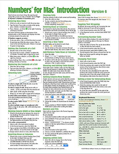 Numbers for Mac Quick Reference Guide version 6 Introduction