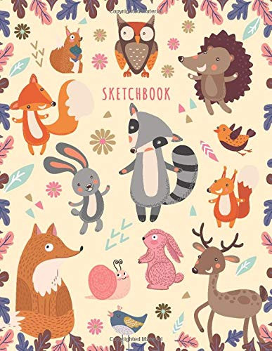 Sketchbook: Sketchbook for Girls: Cute Cartoon Forest Animals! - Kids
