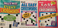 Mixed Lot of 3 Dell All Easy Fast 'n' Fun Crosswords Puzzles Books