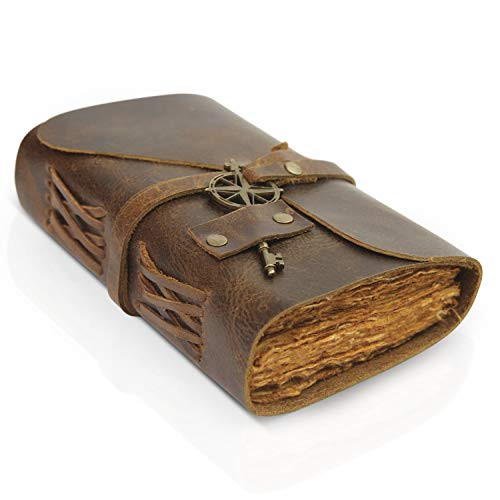Vintage Leather Journal - Small Antique Handmade Leather Bound Journal