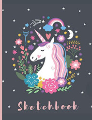 Sketchbook: A Cute Unicorn Kawaii Large Sketchbook/Notebook: 108