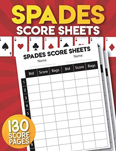 Spades Score Sheets: 130 Large Spades Card Game Score Pads | Spades