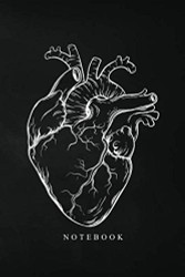 Notebook: Black Anatomical Heart Pocket Notebook - Lined